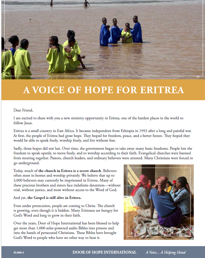 Eritrean believers receiving support